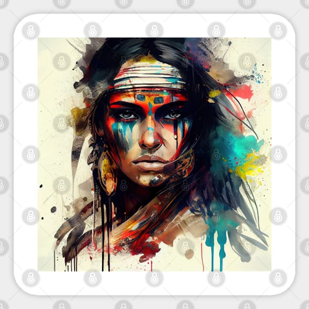 Powerful American Native Woman #2 Sticker by Chromatic Fusion Studio